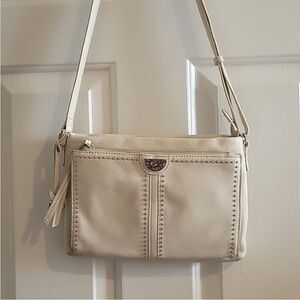 Brighton Jagger crossbody studded organizer off white cream leather